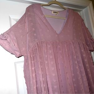 Listicle Textured Pom Baby Doll Dress